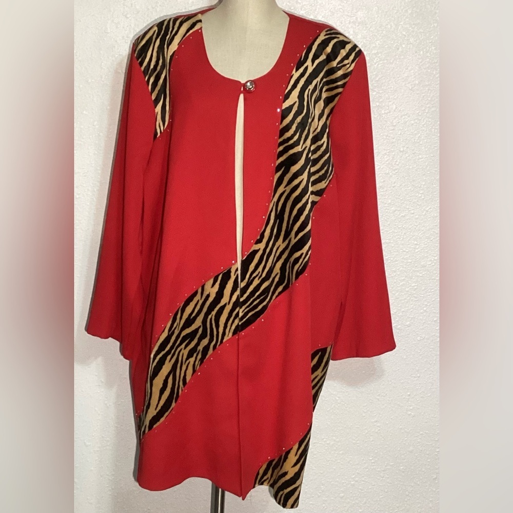 X- Land vintage Red and Animal Print jacket size 4XL